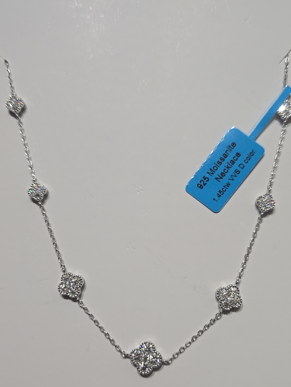 925 Sterling Silver Moissanite Station Necklace - 1.45 CTW VVS D 16"